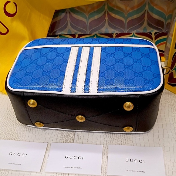 Very Rare Brand New Adidas x Gucci Blue Crystal Canvas Shoulder Bag - Picture 13 of 16